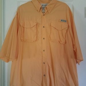 Columbia Mens XL PFG Vented Light Bright Orange Sh